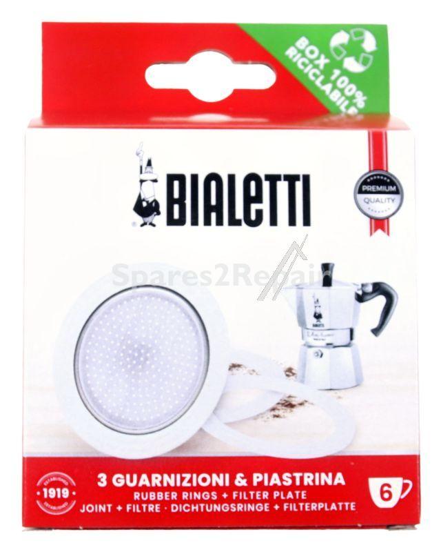 Bialetti Sieve For Sieve Holder - 800034 3 Seals + 1 Filter 6 Cups