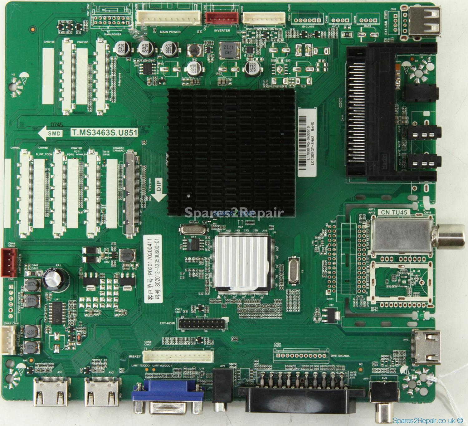 Baird TI4309DLEDDS - Main AV - T.MS3463S.U851 - L17030745 - LC430EGY-SHA2