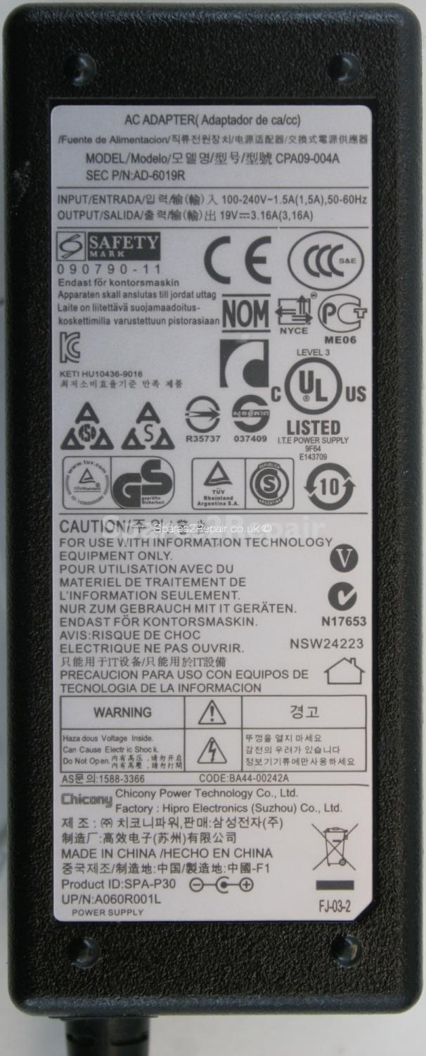 Chicony - Charger - AD-6019R - CPA09-004A - 19V 3.16A (Original)