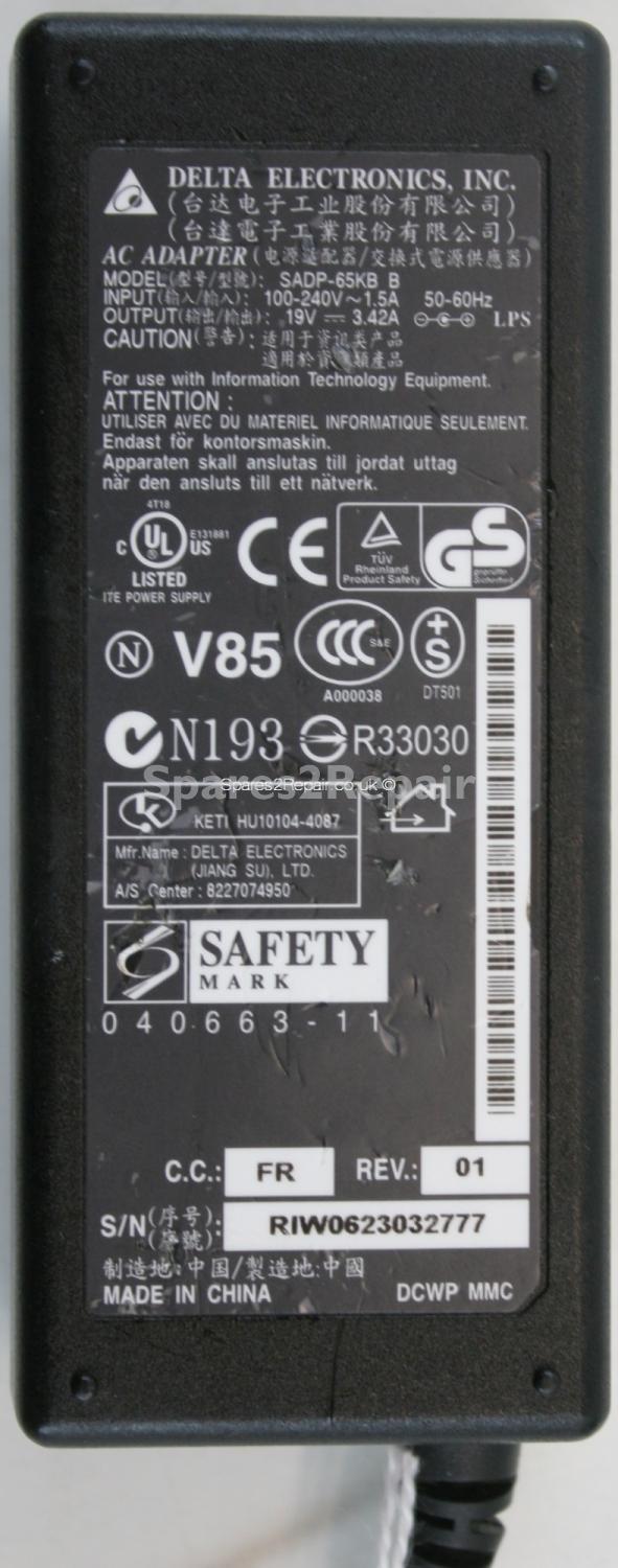 Delta Electronics Inc - Charger - SADP-65KB B - Rev.01 - 19V 3.42A (Original)
