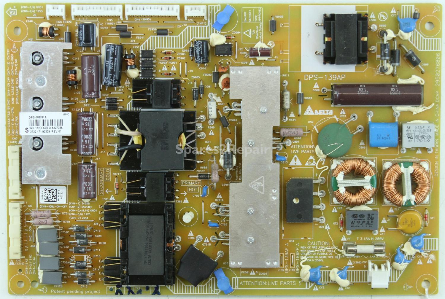 Philips 47PFL7666T/12 - PSU - 2722 171 90339 - REV:01 - 2950276806 - DPS-186FP A - DPS-139AP