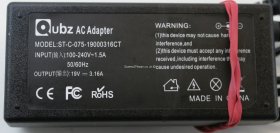 Qubz - Charger - ST-C-075-19000316CT - 19V 3.16A